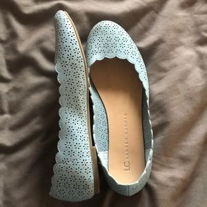 LC scalloped blue flats